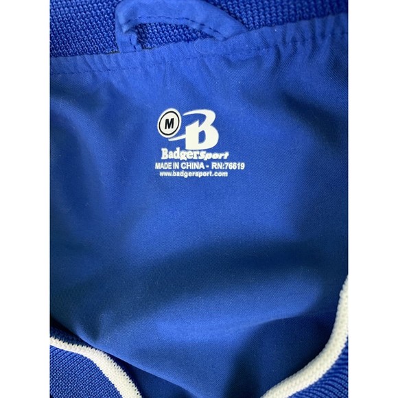 Badger Sport Pullover Windbreaker Lined Jacket Sz M Blue White Rugby Golf - Picture 3 of 10